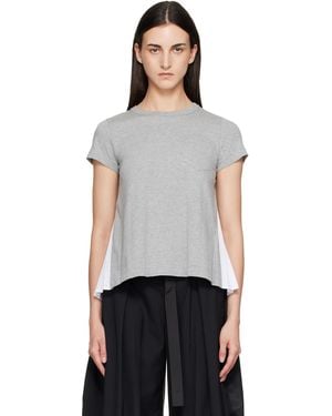 Sacai Cotton Poplin X Cotton Jersey T-Shirt - Grey