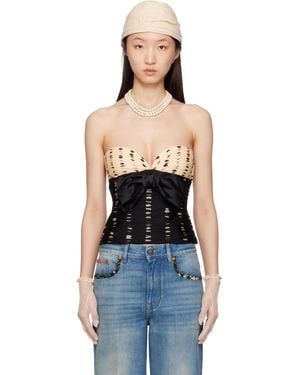 Valentino Off- Chiffon Plusdepois Print Top - Black