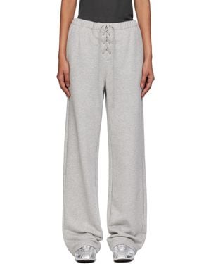 OPEN YY グレー レースアップ ラウンジパンツ - ブラック
