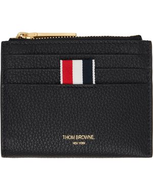 Thom Browne Porte-Carte Noir En Cuir Grainé À Glissière