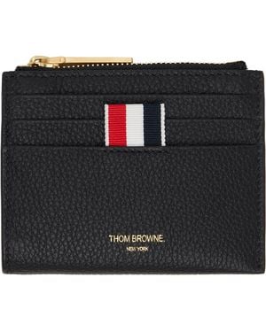 Thom Browne Soft Pebble Grain Zip Top Card Holder - Black