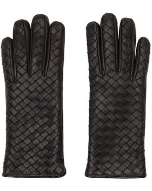 Bottega Veneta Intrecciato Leather Gloves - Black