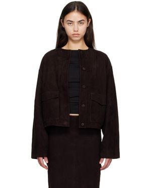 St. Agni Suede Utility Cocoon Bomber Jacket - Black