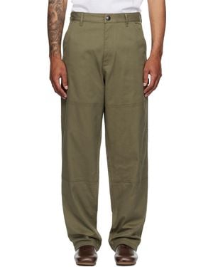 Moncler Khaki Cotton Gabardine Pants - Green