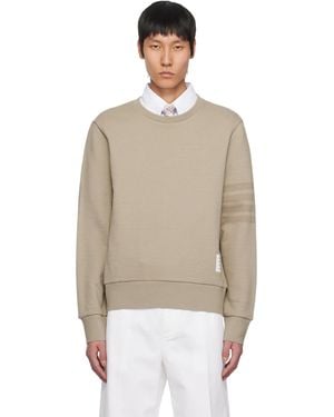 Thom Browne Tonal 4-Bar Loopback Sweatshirt - Natural