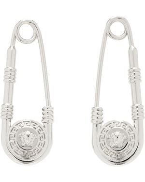 Versace Safety Pin Earrings - White