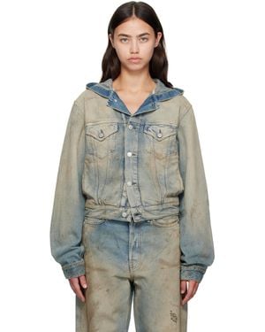 Acne Studios ブルー フード付き デニムジャケット - マルチカラー