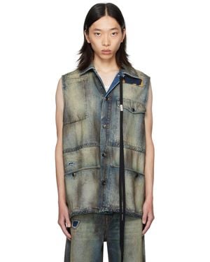 Ann Demeulemeester Maks Sleeveless Denim Field Jacket - Black