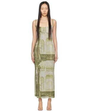 Miaou Green & Off-white Thais Maxi Dress - Black