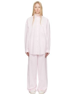 Skims ピンク＆ホワイト Cotton Poplin オーバーサイズ スリープ パジャマセット - ブラック