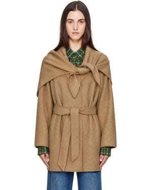 Max Mara Tan Detto Double Cashmere Stole & Coat - Brown