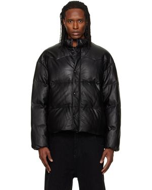 Tonywack Blouson Matelassé Noir En Cuir D'Agneau