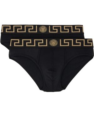 Versace Two-Pack Cotton-Jersey Briefs - Black