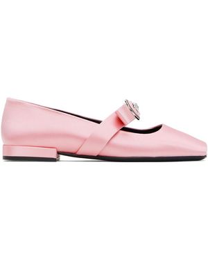 Versace サテン Gianni Ribbon Open バレエシューズ - ブラック