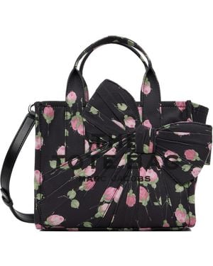 Marc Jacobs Vintage Floral Canvas Oversized Bow Small Tote - Black