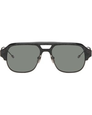 Thom Browne Acetate & Titanium Aviator Pilot Sunglasses - Grey