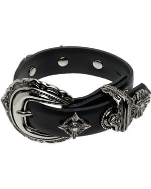 Toga Motif Leather Bangle Bracelet - Black