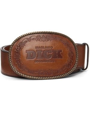 DSquared² Magliano Edition D2 Embossed 'Dick' Buckle Belt - Brown