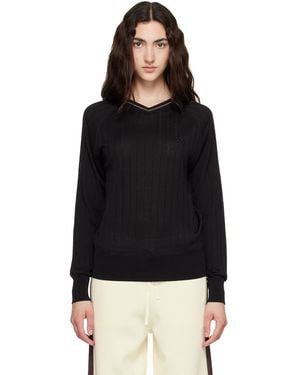 Wales Bonner Viscose Silk Knit Roots Polo - Black