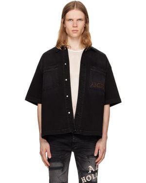 Amiri ブラック 3D Snap 半袖 デニムシャツ