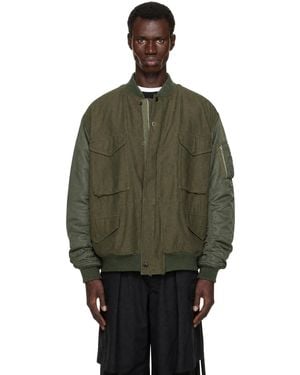 Junya Watanabe Blouson Aviateur Eye Kaki En Satin Édition Needles - Vert