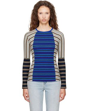 Dries Van Noten Haut Bleu En Tricot Côtelé De Coton