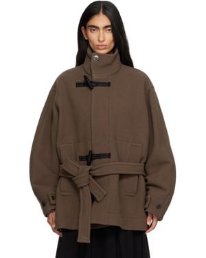 Lemaire Khaki Short Duffle Coat - Brown