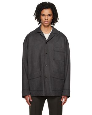 Bottega Veneta グレー シェブロン ジャケット - ブラック