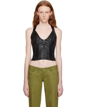 Miaou Hannah Jewett Edition Valda Faux-Leather Tank Top - Black