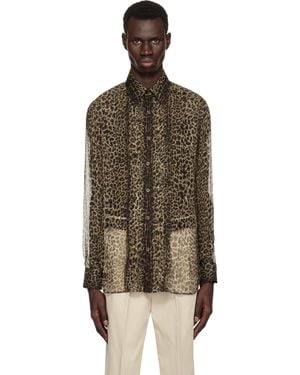 Tom Ford Leopard Plisse Shirt - Black