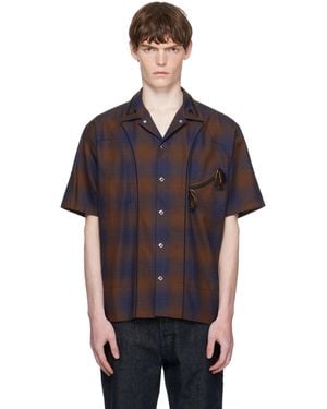 Toga Virilis Ombre Check Short Sleeve Shirt - Black