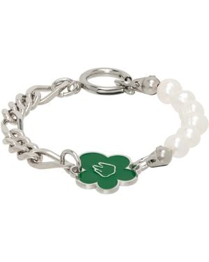 In Gold We Trust Ssense Exclusive Flower & Pearl Bracelet - Green