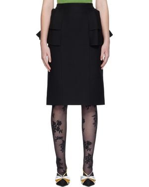 Valentino Jupe Midi Noire En Étoffe Crepe Couture