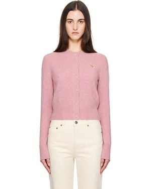 Maison Kitsuné Baby Fox Lambswool Fitted Cardigan - Pink