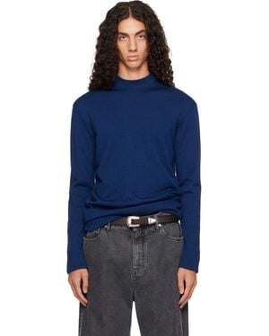Jil Sander Mock Neck Ls T-Shirt - Blue