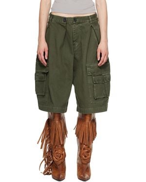 Abra Khaki Cotton Cargo Shorts - Green