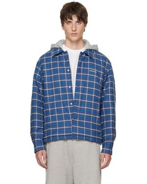 we11done Hooded Shirt Jacket - Blue