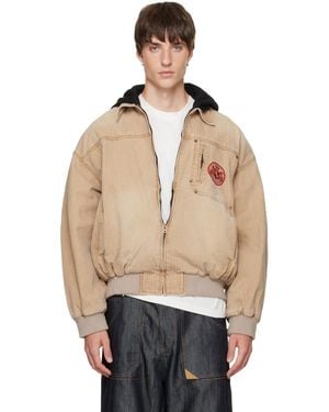 we11done Tan Hooded Herringbone Jacket - Natural