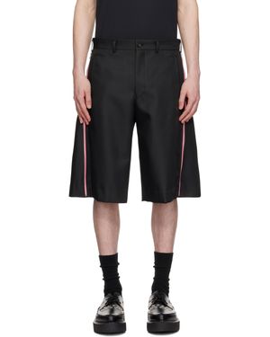 Comme des Garçons ブラック＆ピンク シック ギャバジン ジッパー ショートパンツ