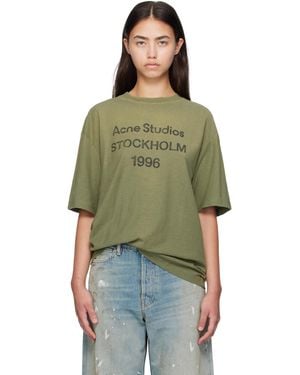 Acne Studios T-Shirt Décontracté Vert À Logo