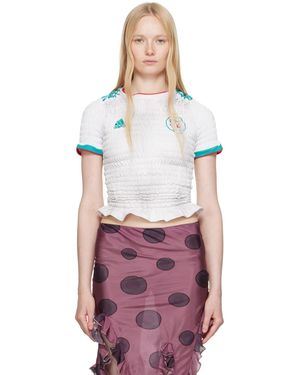 Conner Ives T-Shirt De Style Henley Reconstitué Blanc À Bouillons - Multicolore