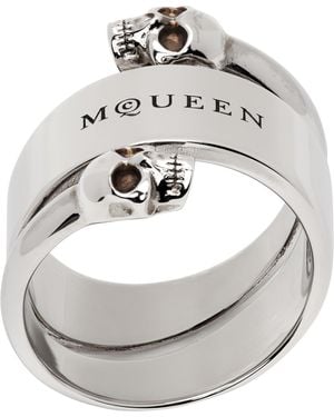 McQueen Twin Skull Ring - Metallic