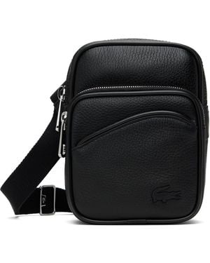 Lacoste Leather Crossbody Messenger Bag - Black