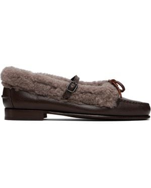 Hereu Lorea Curly Shearling Loafers - Black
