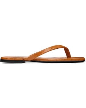 TOTEME Croco-Embossed Flip-Flops - Black