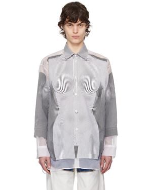 Jean Paul Gaultier ホワイト＆ブラック The Petit Grand Pinstripe Body Morphing シャツ