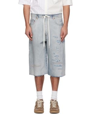 MM6 by Maison Margiela Drawstring Denim Shorts - Grey