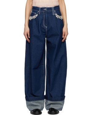 Simone Rocha Turbo Embellished Puddle Jeans - Blue