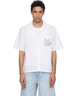 CASABLANCA Collage D'Icones Graphiques Embroidered Shirt - White