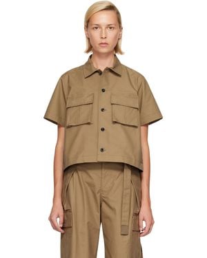 Sacai Khaki Cotton Weather Shirt - Brown